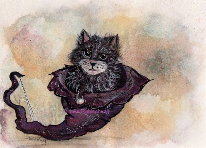 Cat in a witchy hat  by Julie Rabischung